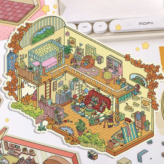 Big Size | Party Theme | Scene Art 9.0 Series | Sticker Scene, 3D Miniature Scene Stickers, Stress - relief DIY stickers, Scene - setting Stickers - YYBB ART