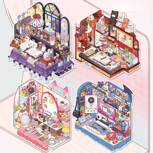 Motyw pulpitu, seria Scene More 2.0, scena naklejek, naklejki 3D miniaturowe sceny, naklejki DIY łagodzące stres, naklejki ustawiające scenę