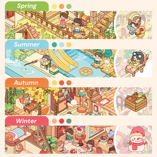 Four Season House | Scene Time 12.0 Series, Sticker Scene, 3D Miniature Scene Stickers, Stress-Relief DIY Stickers, Scene-Setting Stickers, DIY Stickers