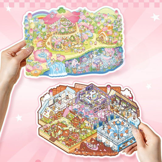 Large Size | Fantasy World Series 4.0 | Sticker Scene, 3D Miniature Scene Stickers, Stress - Relief DIY Stickers, Scene - Setting Stickers - YYBB ART