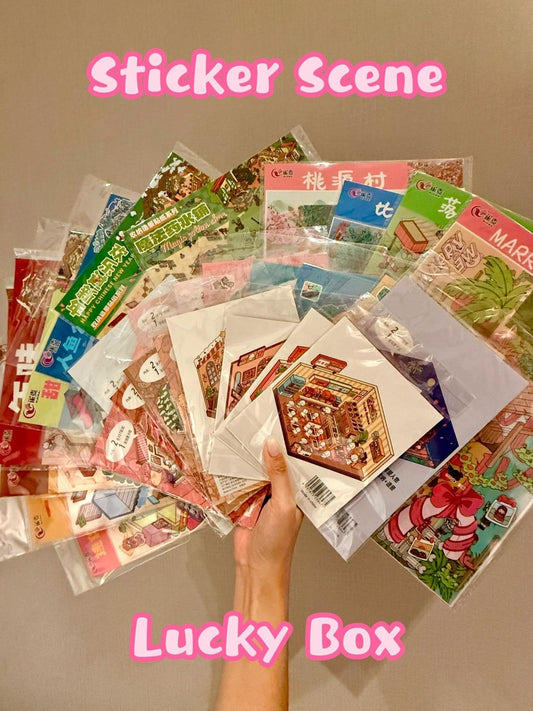 Lucky Sticker Scene Box, With Free Tweezers, Sticker Scene, 3D Miniature Scene Stickers, stress - relief DIY stickers, Scene - setting Stickers - YYBB ART