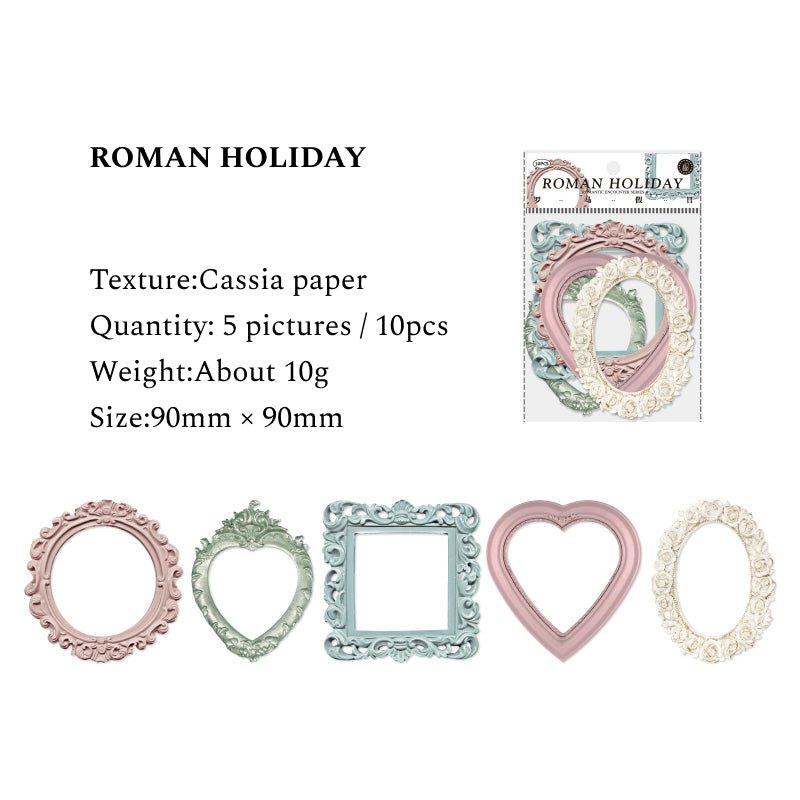 Romantic Encounter Series Hollow Embossed Vintage Frame Collage Card, Scrapbooking Material Paper Card, Journal Decor Materials - YYBB ART