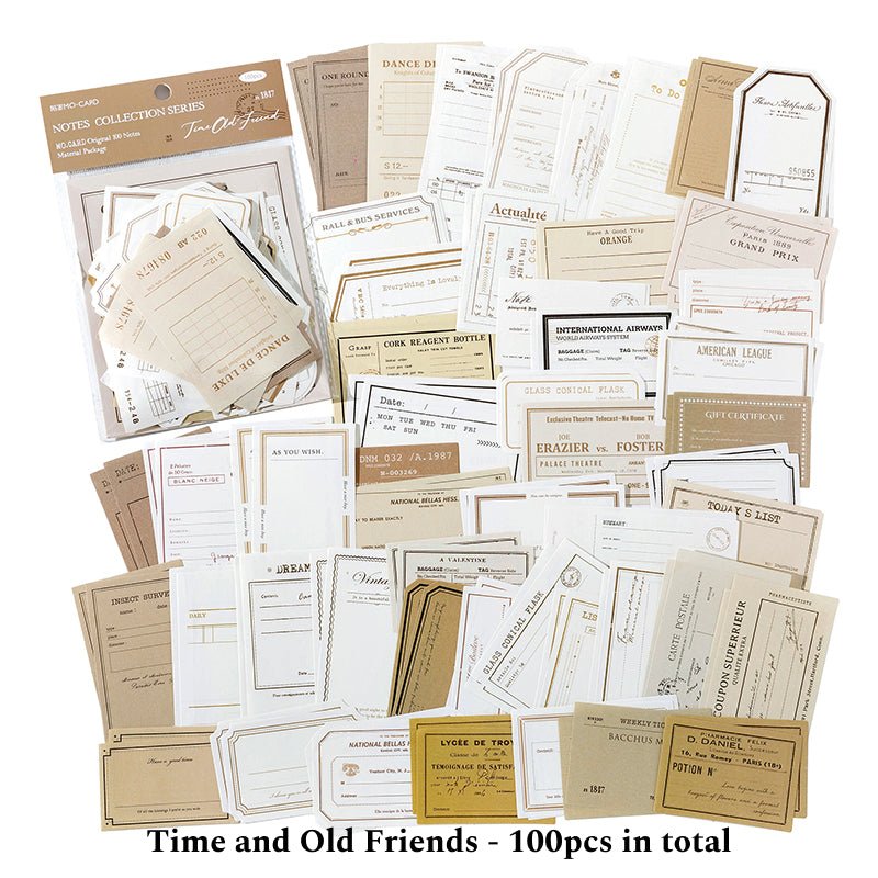 100pcs, Recall Prologue Series Scrapbook Material Paper Pack, DIY Collage Decor Material Paper, Junk Journal Paper Memo Pack - YYBB ART