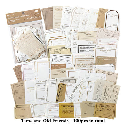 100pcs, Recall Prologue Series Scrapbook Material Paper Pack, DIY Collage Decor Material Paper, Junk Journal Paper Memo Pack - YYBB ART