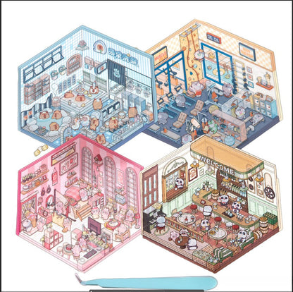 Big Size, 3D Miniature Scene Stickers, DIY Scene Stickers, Scene-setting stickers