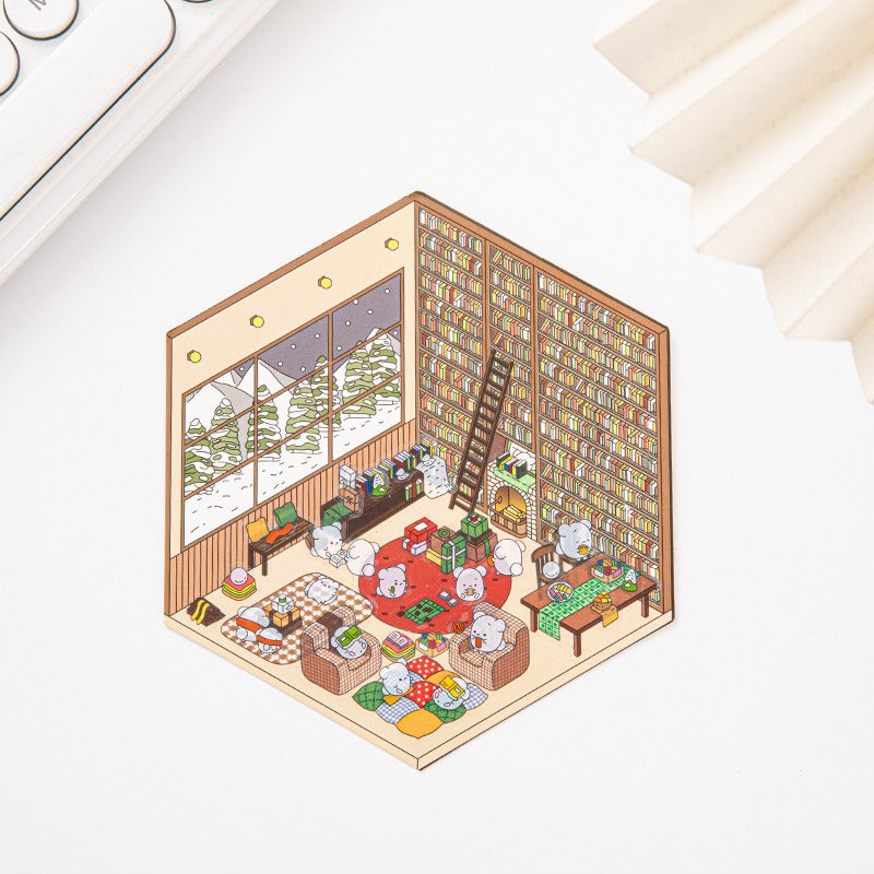 Miniature Scene Pre-cut Journal Stickers for Scene-Setting, 3D Layered Pop-up House Journal Stickers