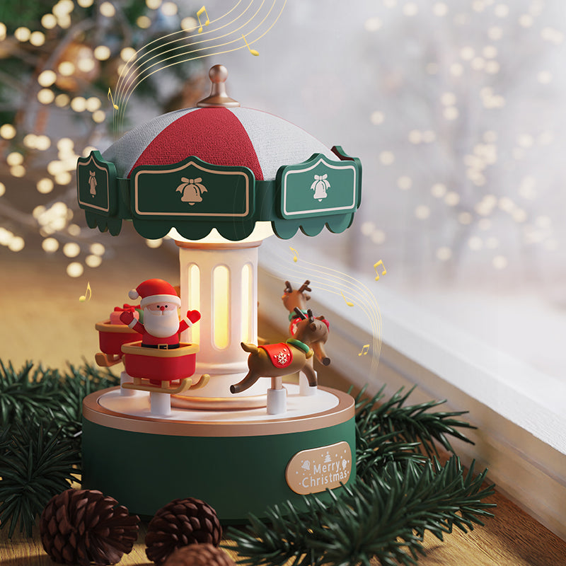 3-in-1 Rotating Carousel Music Box |  LED Night Light & Bluetooth Speaker - USB Rechargeable Musical Box | Christmas Gift