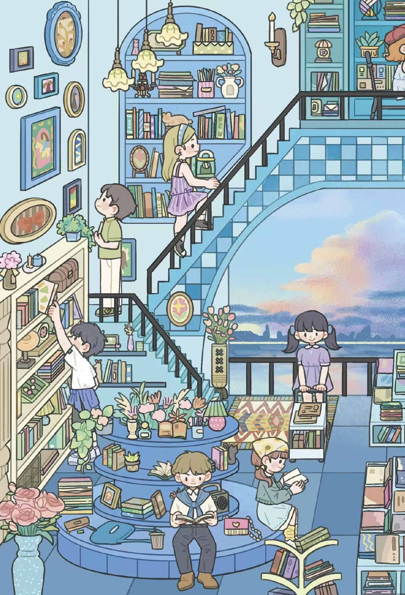 Café du Coucher de Soleil | Série Scene Time 17.0, Scène autocollante, Autocollants de scène miniature 3D, Autocollants DIY anti-stress, Autocollants de mise en scène, Autocollants DIY