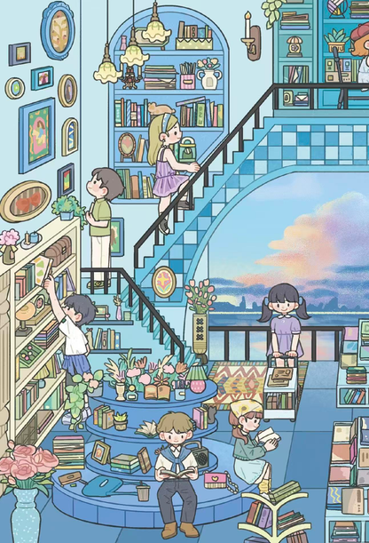 Café du Coucher de Soleil | Série Scene Time 17.0, Scène autocollante, Autocollants de scène miniature 3D, Autocollants DIY anti-stress, Autocollants de mise en scène, Autocollants DIY