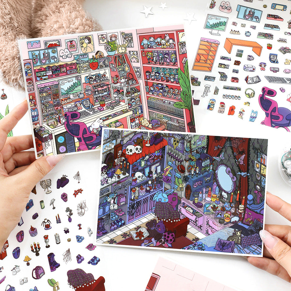 나의 작은 집 7.0 | 스티커 장면, 3D 미니어처 장면 스티커, 스트레스 해소 DIY 스티커, 장면 설정 스티커, DIY 스티커