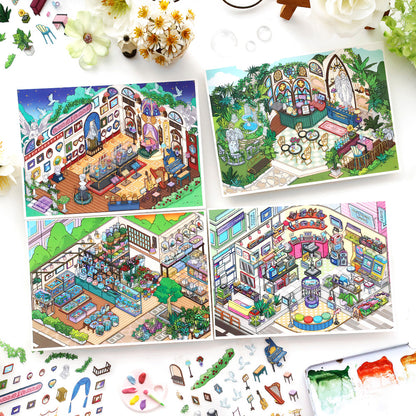 Bugün Açık Seri 18.0 | Etiket Sahnesi, 3D Minyatür Sahne Etiketleri, Stres Giderici Kendin Yap Etiketleri, Sahne Kurulum Etiketleri, Kendin Yap Etiketleri