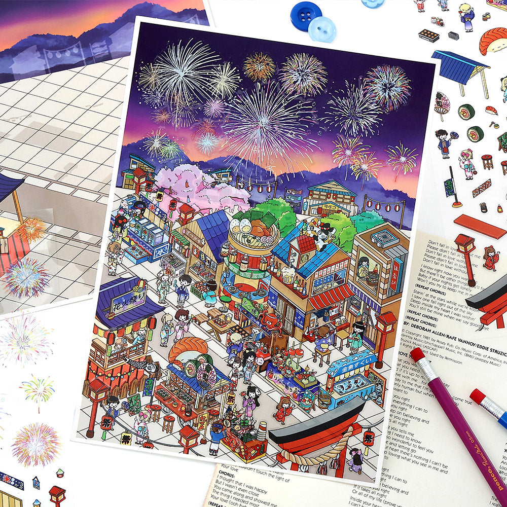 Große Größe | Open Today Serie 16.0 | Sticker-Szene, 3D-Miniatur-Szenen-Sticker, Entspannungs-DIY-Sticker, Szenen-Gestaltung-Sticker, DIY-Sticker