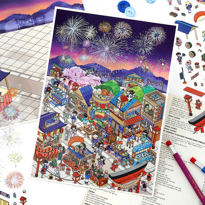 Große Größe | Open Today Serie 16.0 | Sticker-Szene, 3D-Miniatur-Szenen-Sticker, Entspannungs-DIY-Sticker, Szenen-Gestaltung-Sticker, DIY-Sticker