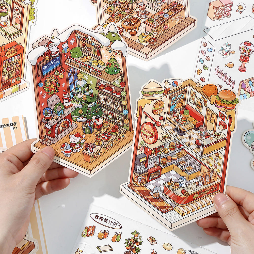 Mini Scenes Sticker Miniature Scene Sticker - YYBB ART SHOP