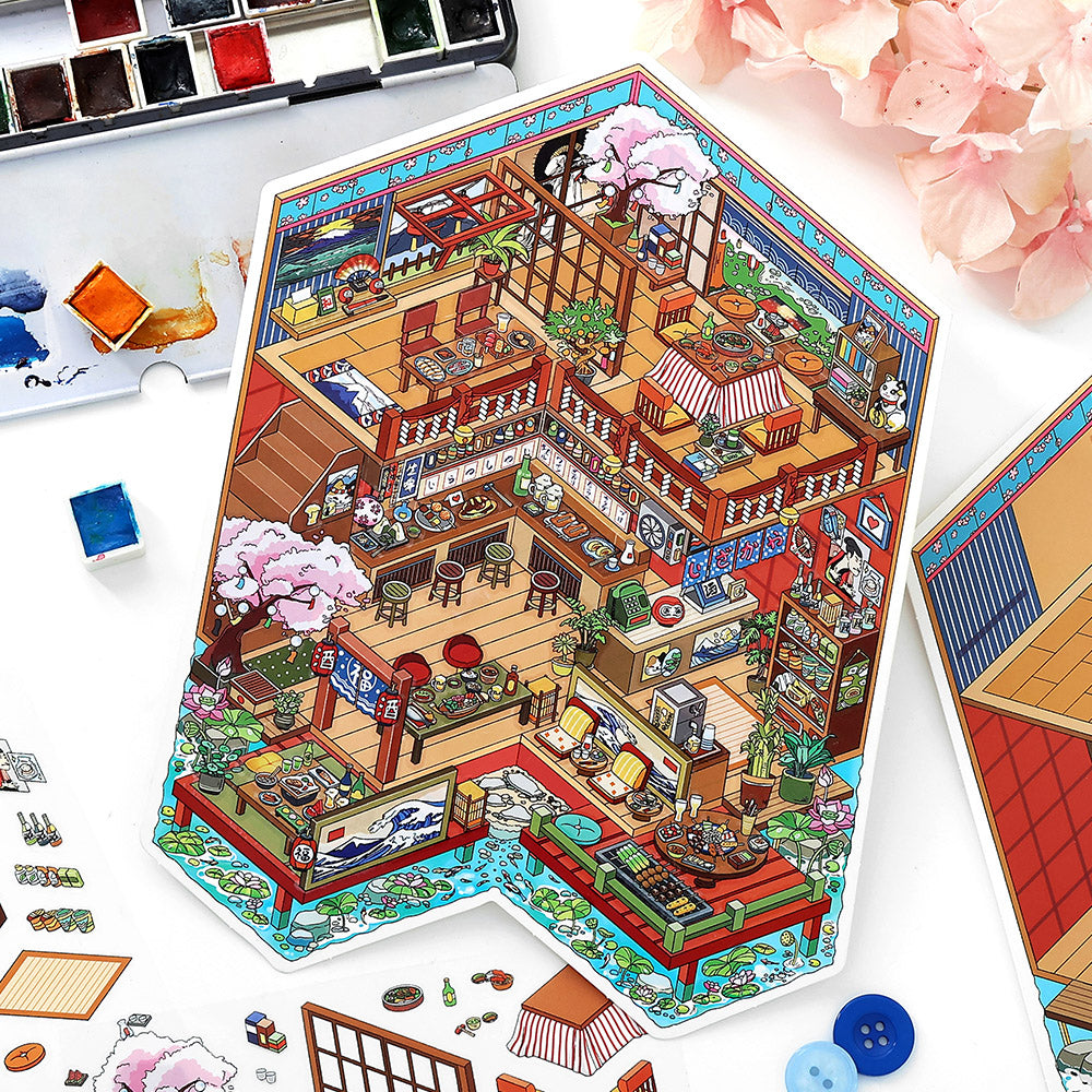 Große Größe | Open Today Serie 16.0 | Sticker-Szene, 3D-Miniatur-Szenen-Sticker, Entspannungs-DIY-Sticker, Szenen-Gestaltung-Sticker, DIY-Sticker