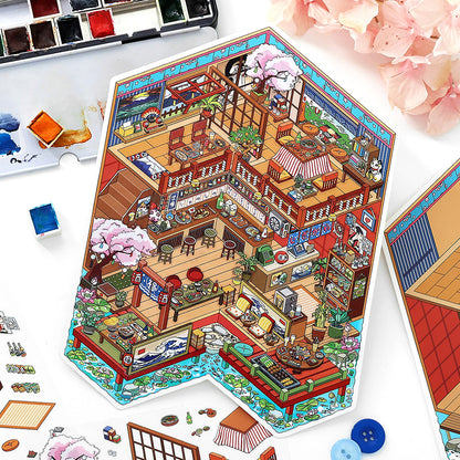 Große Größe | Open Today Serie 16.0 | Sticker-Szene, 3D-Miniatur-Szenen-Sticker, Entspannungs-DIY-Sticker, Szenen-Gestaltung-Sticker, DIY-Sticker