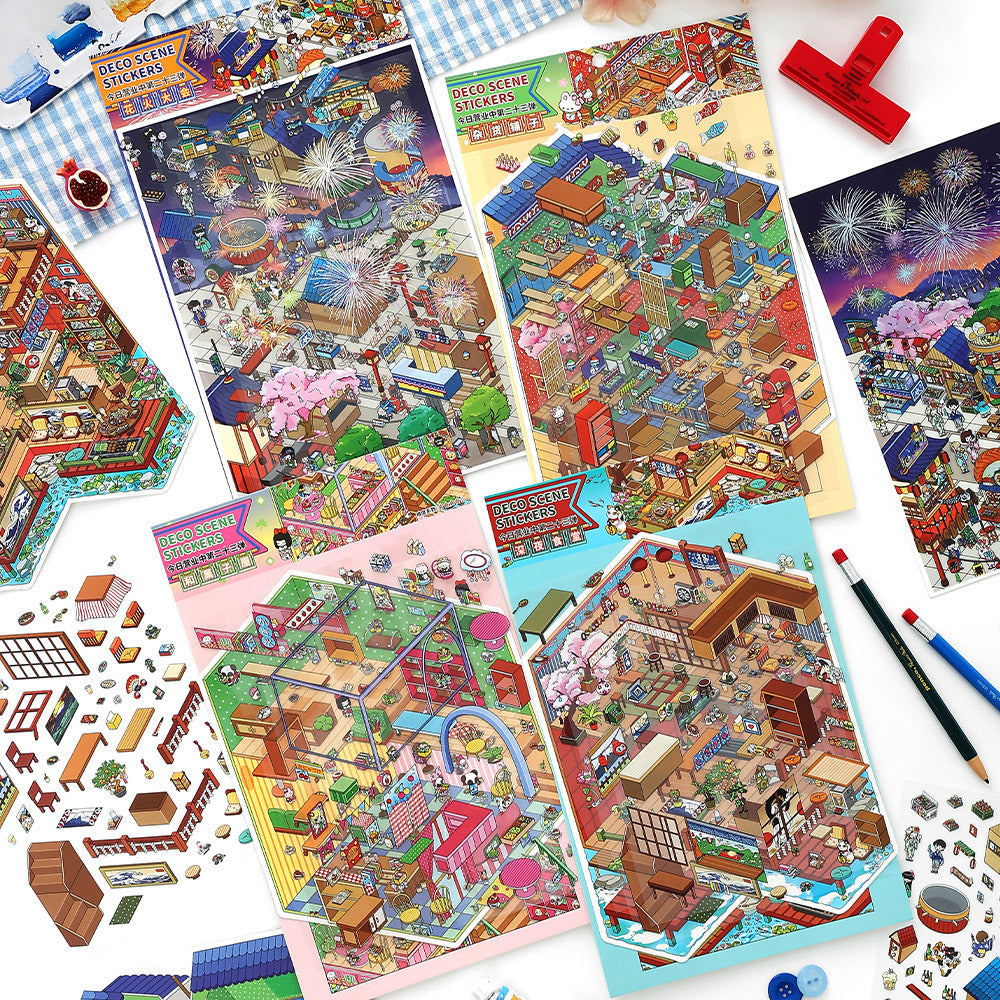 Große Größe | Open Today Serie 16.0 | Sticker-Szene, 3D-Miniatur-Szenen-Sticker, Entspannungs-DIY-Sticker, Szenen-Gestaltung-Sticker, DIY-Sticker