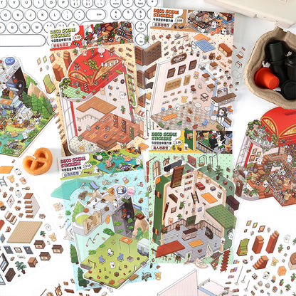 Open Today Series 6.0 | Sticker Scene, 3D Miniature Scene Stickers, Stress-relief DIY stickers, Scene-setting Stickers