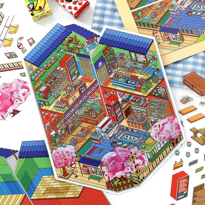 Große Größe | Open Today Serie 16.0 | Sticker-Szene, 3D-Miniatur-Szenen-Sticker, Entspannungs-DIY-Sticker, Szenen-Gestaltung-Sticker, DIY-Sticker