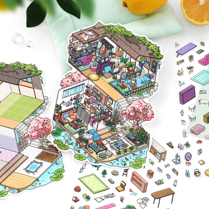 My Little House 4.0 | ステッカーシーン、3Dミニチュアシーンステッカー、ストレス解消DIYステッカー、シーン設定ステッカー、DIYステッカー