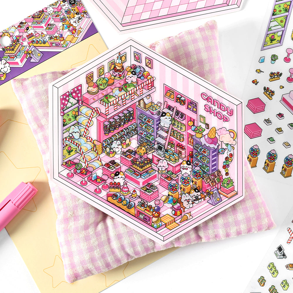 Open Today Series 2.0 | Sticker Scene, 3D Miniature Scene Stickers, Stress-relief DIY stickers, Scene-setting Stickers