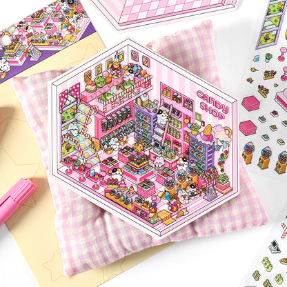 Open Today Series 2.0 | Sticker Scene, 3D Miniature Scene Stickers, Stress-relief DIY stickers, Scene-setting Stickers