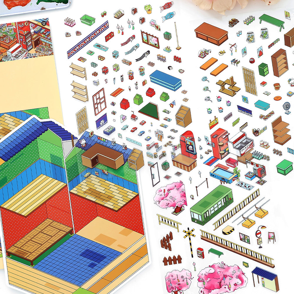 Große Größe | Open Today Serie 16.0 | Sticker-Szene, 3D-Miniatur-Szenen-Sticker, Entspannungs-DIY-Sticker, Szenen-Gestaltung-Sticker, DIY-Sticker