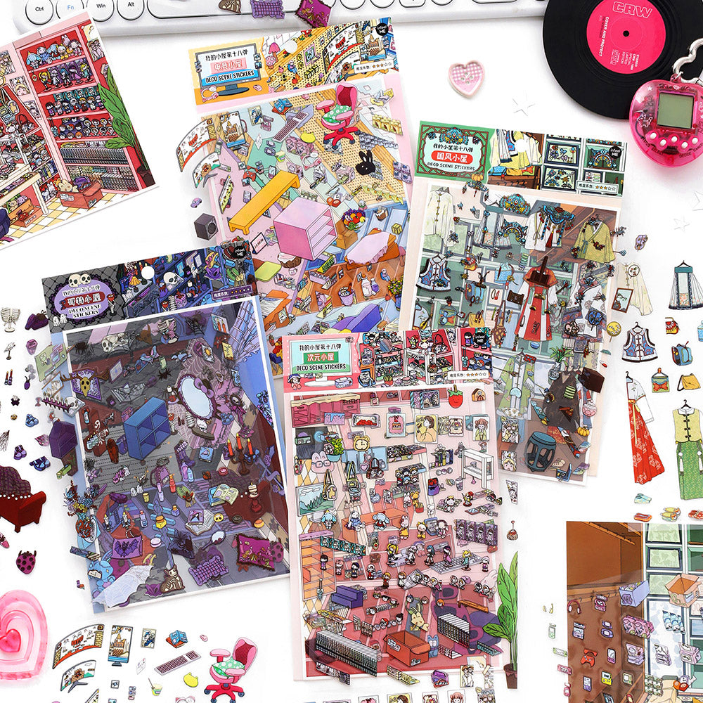 나의 작은 집 7.0 | 스티커 장면, 3D 미니어처 장면 스티커, 스트레스 해소 DIY 스티커, 장면 설정 스티커, DIY 스티커