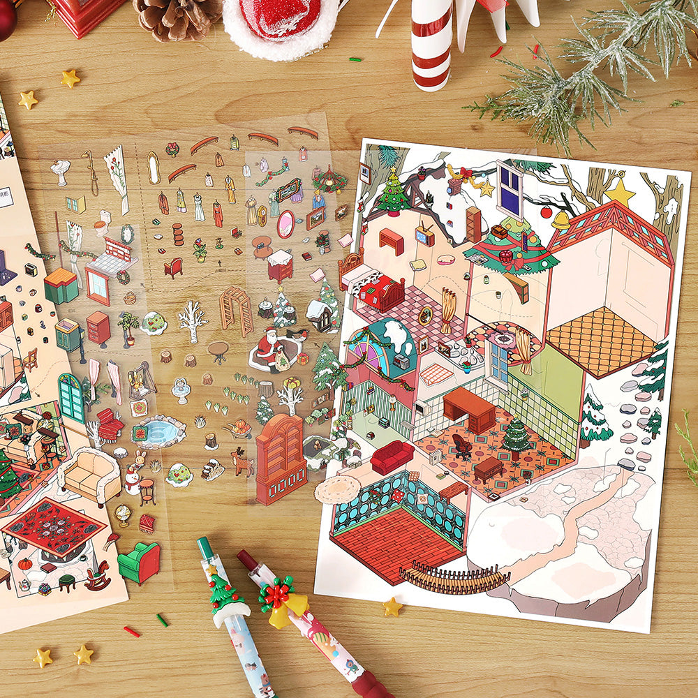 Big Size | Christmas Limited Edition | My Little House 6.0 | Sticker Scene, 3D Miniature Scene Stickers, Stress-Relief DIY Stickers, Scene-Setting Stickers, DIY Stickers