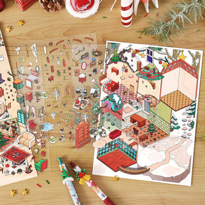 Big Size | Christmas Limited Edition | My Little House 6.0 | Sticker Scene, 3D Miniature Scene Stickers, Stress-Relief DIY Stickers, Scene-Setting Stickers, DIY Stickers