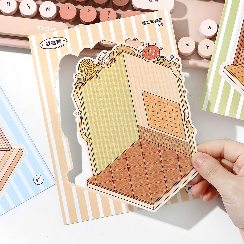 Simple Setting Stickers Open Today Series Sticker Scene Book | Sticker Book, Sticker Scene, 3D ...