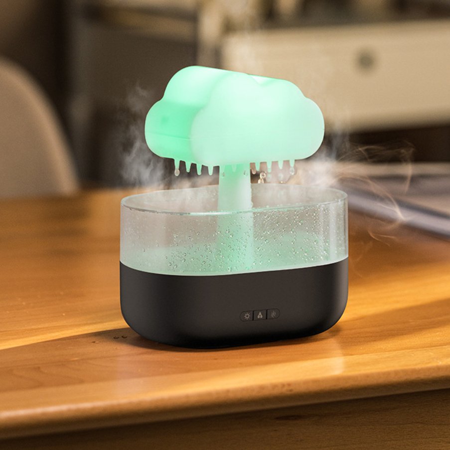 Cloud & Raindrop Essential Oil Diffuser | Aroma Diffuser | Color Changing Aroma Humidifier - Creative Desktop Air Freshener with Colorful LED Lights - YYBB ART