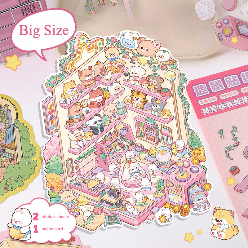 Big Size | Doll Theme | Scene Art 13.0 Series | Sticker Scene, 3D Miniature Scene Stickers, Stress-relief DIY stickers, Scene-setting Stickers