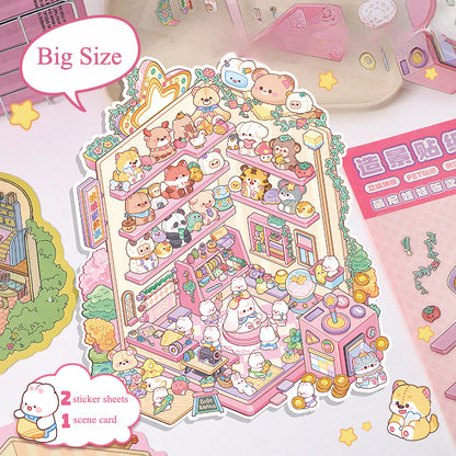 Big Size | Doll Theme | Scene Art 11.0 Series | Sticker Scene, 3D Miniature Scene Stickers, Stress-relief DIY stickers, Scene-setting Stickers