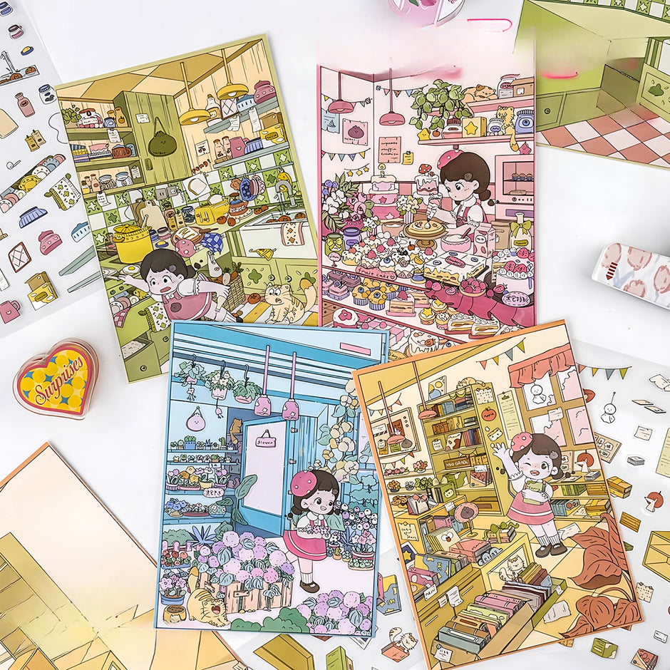 Mini Scenes Sticker Miniature Scene Sticker - YYBB ART SHOP