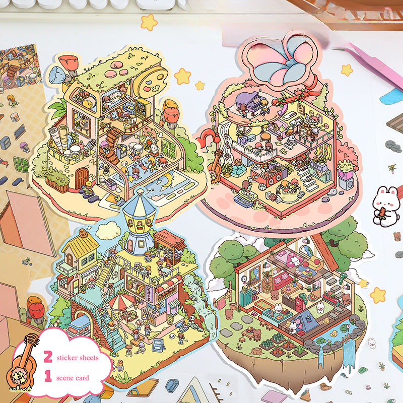 Libro De Pegatinas 3D Con 20 Escenas – Kit DIY De Decoración Con Stickers PET Para Aliviar El Estrés