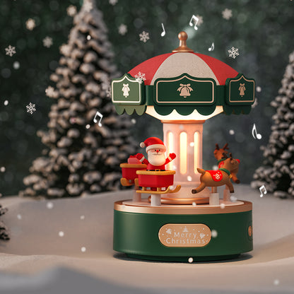 3-in-1 Rotating Carousel Music Box |  LED Night Light & Bluetooth Speaker - USB Rechargeable Musical Box | Christmas Gift