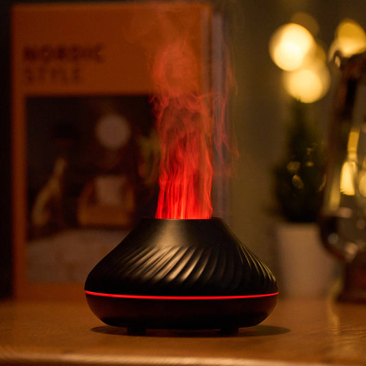 USB Flame Effect Diffuser | RGB Color Changing Aroma Humidifier - 3D Fire Mist Maker for Home Decor & Ambient Lighting