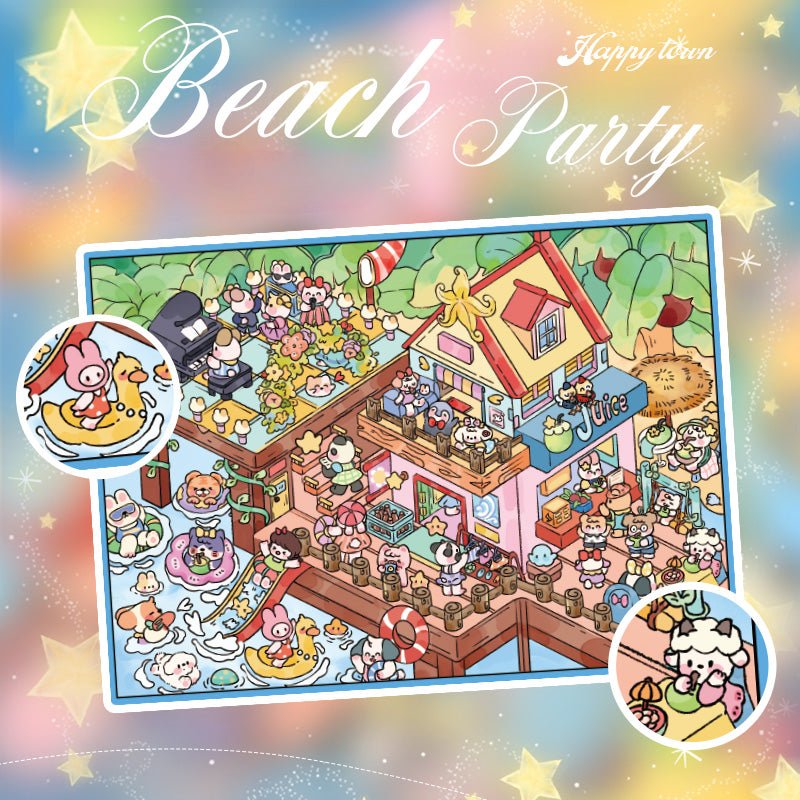 Happy Town | Fantasy World Series 5.0 | Sticker Scene, 3D Miniature Scene Stickers, Stress - Relief DIY Stickers, Scene - Setting Stickers - YYBB ART