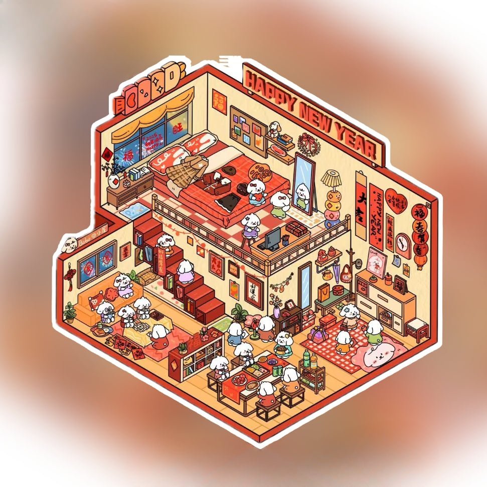 Wedding & New Year Theme | Scene Time 2.0 Series, Sticker Scene, 3D Miniature Scene Stickers, stress - relief DIY stickers, Scene - setting Stickers - YYBB ART