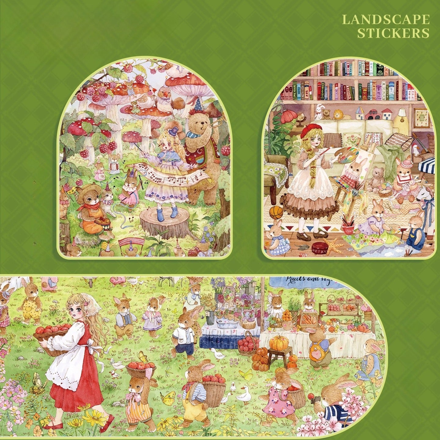 Ręcznie Narysowana Scena | Scene Garden Seria 8.0 | Naklejki Sceny, 3D Naklejki Miniatur Sceny, Naklejki DIY Przeciwlękowe, Naklejki Do Ustawiany Sceny, Naklejki DIY