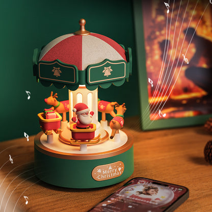 3-in-1 Rotating Carousel Music Box |  LED Night Light & Bluetooth Speaker - USB Rechargeable Musical Box | Christmas Gift