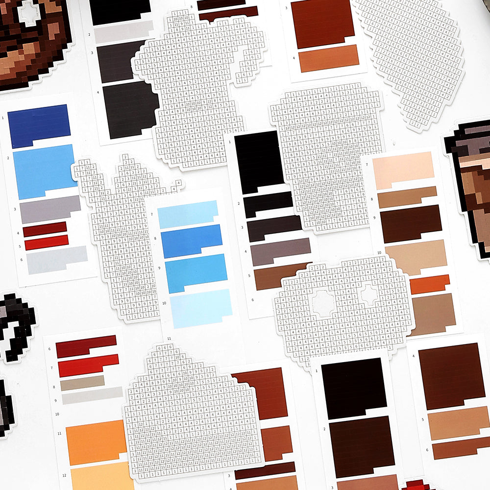 Sticker by Number Series 1.0, Pixel Art Sticker, Sticker Puzzle, DIY Sticker, Sticker by Number, Pixel Stickers