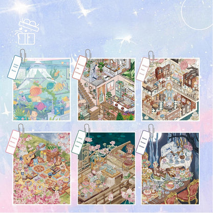 보헤미안과 디저트 | 씬 가든 9.0 시리즈 | 스티커 씬, 3D 미니어처 씬 스티커, 스트레스 해소 DIY 스티커, 씬 설정 스티커, DIY 스티커