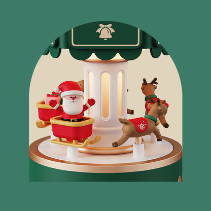 3-in-1 Rotating Carousel Music Box |  LED Night Light & Bluetooth Speaker - USB Rechargeable Musical Box | Christmas Gift