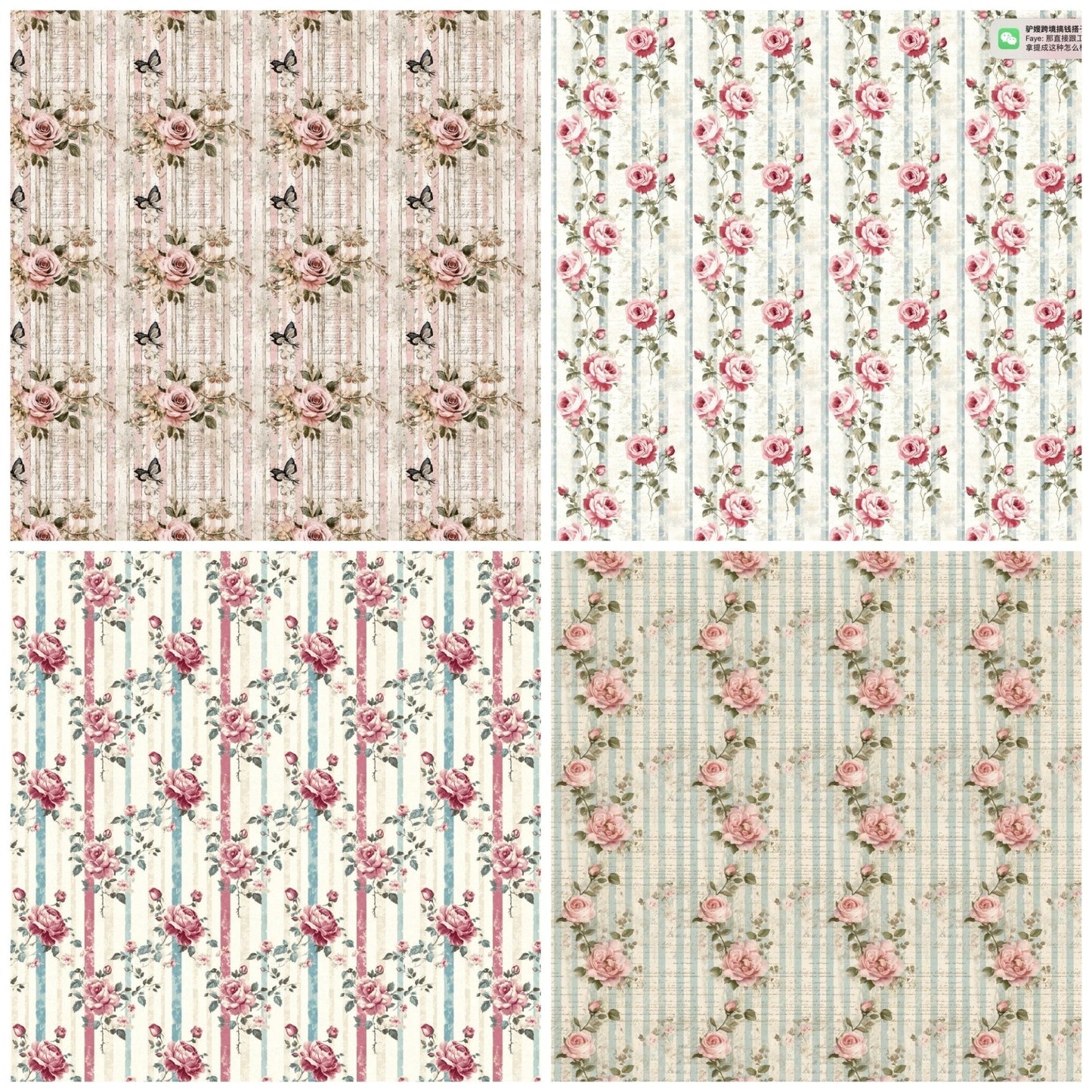 60 sheets,Vintage Shabby Chic Roses Printable Paper, Vintage Digital Paper - INSTANT DOWNLOAD - YYBB ART