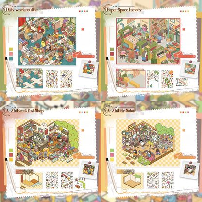 City Life | Big Size | Pocket Scene Series 8.0 | Sticker Scene, 3D Miniature Scene Stickers, Stress-Relief DIY Stickers, Scene-Setting Stickers, DIY Stickers