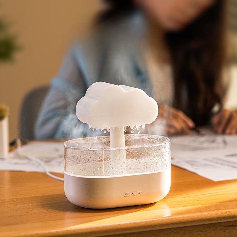 Cloud & Raindrop Essential Oil Diffuser | Aroma Diffuser | Color Changing Aroma Humidifier - Creative Desktop Air Freshener with Colorful LED Lights - YYBB ART