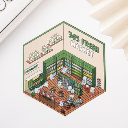 Miniature Scene Pre-cut Journal Stickers for Scene-Setting, 3D Layered Pop-up House Journal Stickers