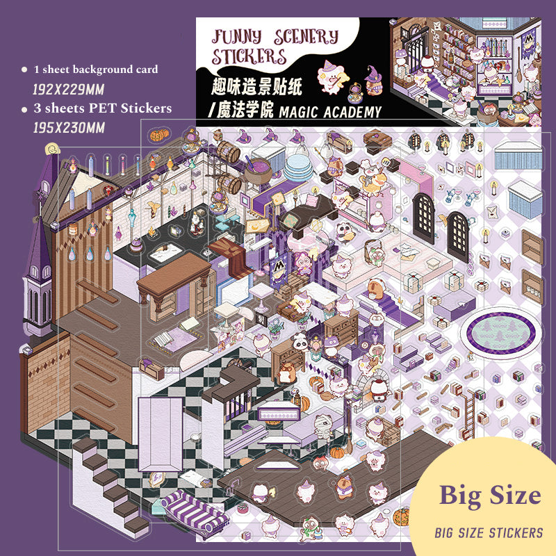 Magic Theme | Big Size | Scene Magic 9.0 Series | Sticker Scene, 3D Miniature Scene Stickers, stress-relief DIY stickers, Scene-setting Stickers